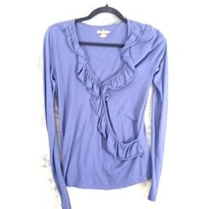 Lilly Pulitzer Shirt Womens XXS Ruffle Long Sleeve Top Modal Blend Pullover